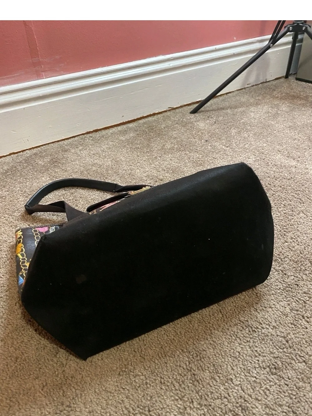 Dooney & Bourke Black Tote with Colorful Charm Chain Print - Picture 6 of 7